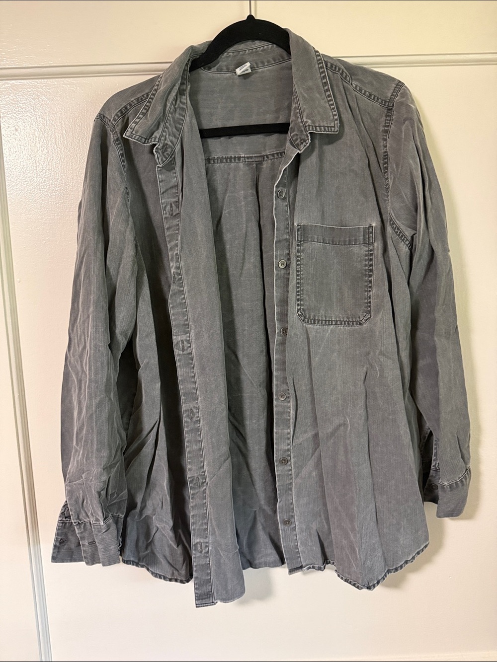 Old Navy Gray Washed Button-Front Shirt Jacket
